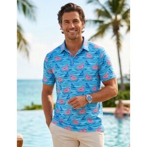 Birdie Bound Performance Polo Pink Flamingo Swim